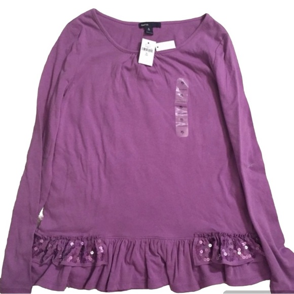GAP Other - GAP NWT  kids top girls sz 12 XL purple. Sequin flare.